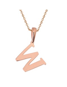 Kuyumcudukkani Zincirli Rose Altın Renk "W" Harfli Kolye