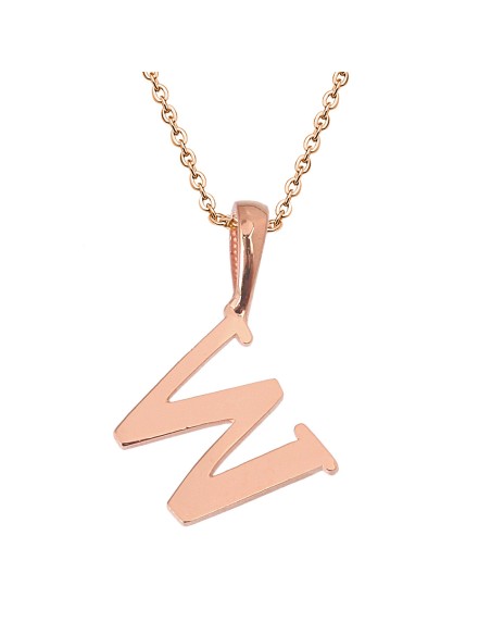 Kuyumcudukkani Zincirli Rose Altın Renk "W" Harfli Kolye