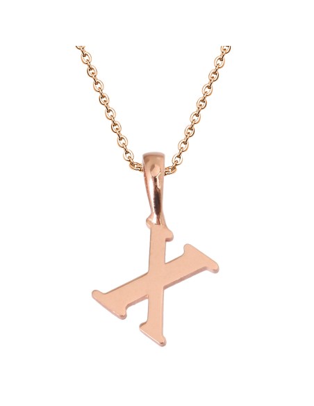 Kuyumcudukkani Zincirli Rose Altın Renk "X" Harfli Kolye