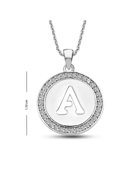 Kuyumcudukkani Zirkon Taş İle İşlenmiş Çerçeveli"A"Harfli Kolye