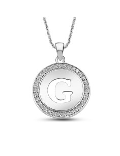 Kuyumcudukkani Zirkon Taş İle İşlenmiş Çerçeveli"G"Harfli Kolye