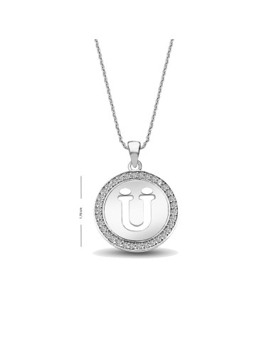 Kuyumcudukkani Zirkon Taş İle İşlenmiş Çerçeveli"Ü"Harfli Kolye