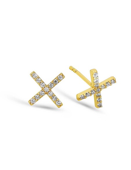 Kuyumcudukkani Beyaz Zirkon Taşlı"X"Trend Küpe-30085-G-W