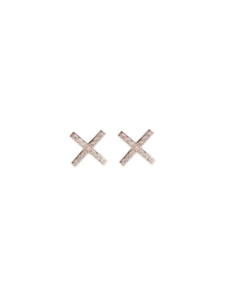 Kuyumcudukkani Zirkon Taşlı"X"Trend Küpe-Küçük Boy-31134-R-W-4MM