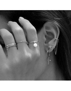 Kuyumcudukkani Zirkon Taşlı"X"Trend Küpe-Küçük Boy-31134-R-W-4MM 2
