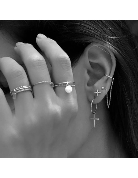 Kuyumcudukkani Zirkon Taşlı"X"Trend Küpe-Küçük Boy-31134-W-W-4MM