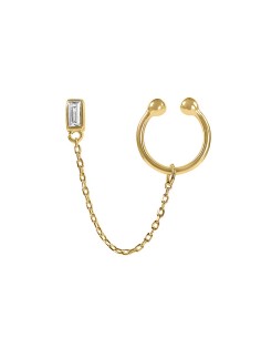 Kuyumcudukkani Çift Özellik Kullanımlı Baget Taşlı Trend "Ear Cuff"Küpe-31149-G-W
