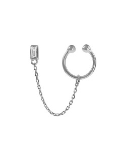 Kuyumcudukkani Çift Özellik Kullanımlı Baget Taşlı Trend "Ear Cuff"Küpe-31149-W-W