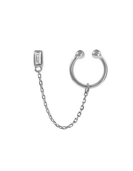 Kuyumcudukkani Çift Özellik Kullanımlı Baget Taşlı Trend "Ear Cuff"Küpe-31149-W-W