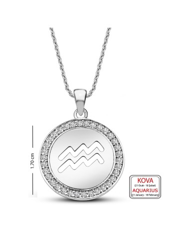 Kuyumcudukkani Zirkon Taşlı Çerçeveli "Kova"Burcu Kolye