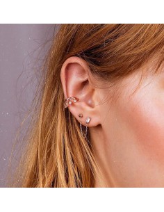 Kuyumcudukkani Çift Özellik Kullanımlı Baget Taşlı Trend "Ear Cuff"Küpe-31146-R-W 2