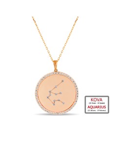 Kuyumcudukkanı ZirkonTaşlı"Kova Burcu"Kolye-33019-AQUA-R