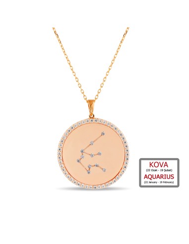 Kuyumcudukkanı ZirkonTaşlı"Kova Burcu"Kolye-33019-AQUA-R