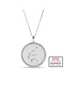 Kuyumcudukkanı ZirkonTaşlı"Kova Burcu"Kolye-33019-AQUA-W