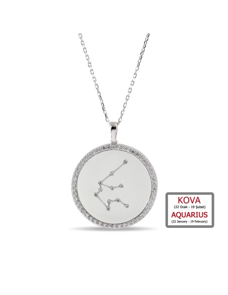 Kuyumcudukkanı ZirkonTaşlı"Kova Burcu"Kolye-33019-AQUA-W