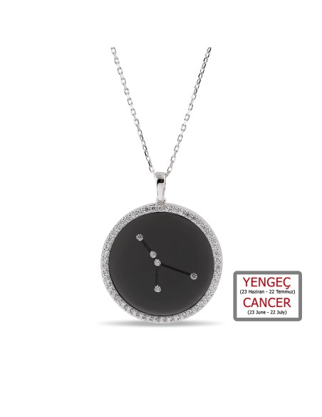 Kuyumcudukkanı ZirkonTaşlı"Yengeç Burcu"Kolye-33019-CANCER-BLK