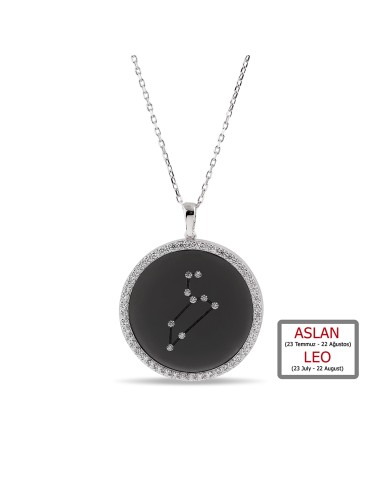 Kuyumcudukkanı ZirkonTaşlı"Aslan Burcu"Kolye-33019-LEO-BLK