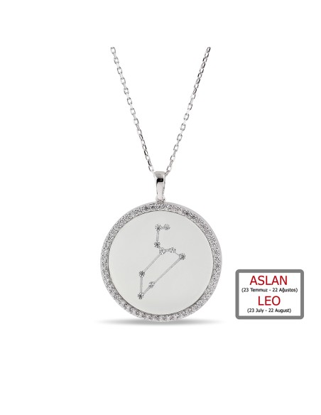Kuyumcudukkanı ZirkonTaşlı"Aslan Burcu"Kolye-33019-LEO-W