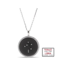 Kuyumcudukkanı ZirkonTaşlı"Terazi Burcu"Kolye-33019-LIBRA-BLK