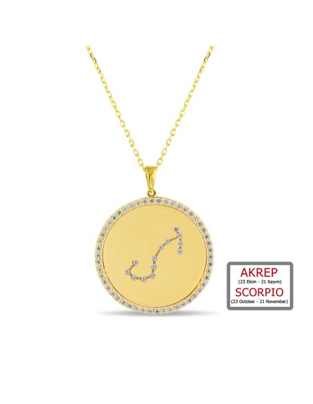 Kuyumcudukkanı ZirkonTaşlı"Akrep Burcu"Kolye-33019-SCORPIO-G