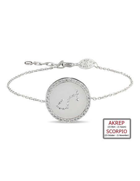 Kuyumcudukkanı ZirkonTaşlı"Akrep Burcu"Bileklik-50283-SCORPIO-W