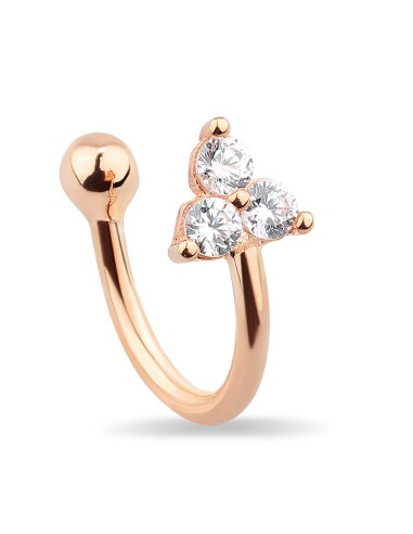Kuyumcudukkani 3 Taşlı Yeni Trend Rose"Ear Cuff"Küpe-30056-R-W