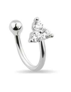 Kuyumcudukkani 3 Taşlı Yeni Trend Rose"Ear Cuff"Küpe-30056-W-W