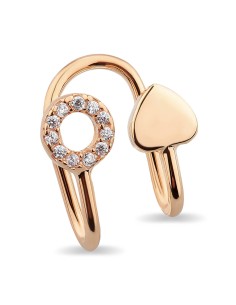 Kuyumcudukkani Kalp ve Taşlı Yuvarlak Yeni Trend"Ear Cuff "Küpe-30059-R-W