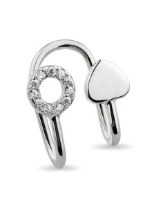 Kuyumcudukkani Kalp ve Taşlı Yuvarlak Modelli Yeni Trend "Ear Cuff "Küpe-30059-W-W