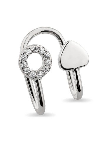 Kuyumcudukkani Kalp ve Taşlı Yuvarlak Modelli Yeni Trend "Ear Cuff "Küpe-30059-W-W