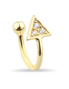 Kuyumcudukkani Üçgen İçinde 3 Taşlı Trend " Ear Cuff " Küpe-30058-G-W