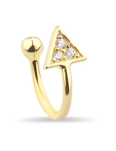 Kuyumcudukkani Üçgen İçinde 3 Taşlı Trend " Ear Cuff " Küpe-30058-G-W