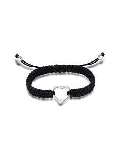 Kuyumcudukkani "Kalp"Figürlü Makrome İpli Bileklik- 40001-W-BLK