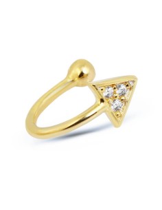 Kuyumcudukkani Üçgen İçinde 3 Taşlı Trend " Ear Cuff " Küpe-30058-G-W 2
