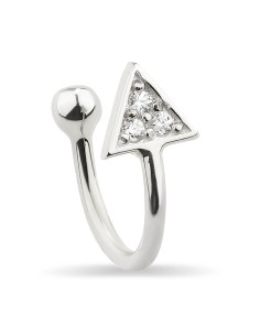 Kuyumcudukkani Üçgen İçinde 3 Taşlı Trend " Ear Cuff " Küpe-30058-W-W