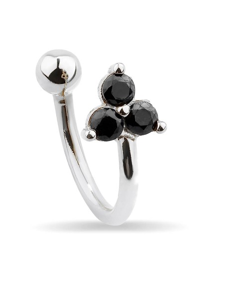 Kuyumcudukkani 3 Siyah Taşlı Trend "Ear Cuff"Küpe-30056-W-BLK