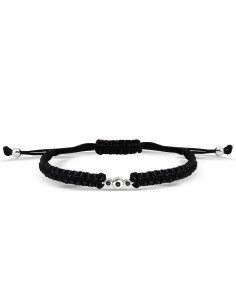 Kuyumcudukkani "Siyah Tektaşlı"Makrome İpli Bileklik- 40011-W-BLK