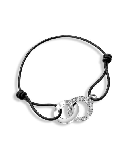 Kuyumcudukkani "Sen ve Ben"İfadeliAvusturya KristaliTaşlı İpli Bileklik- 40017-W-W-BLK