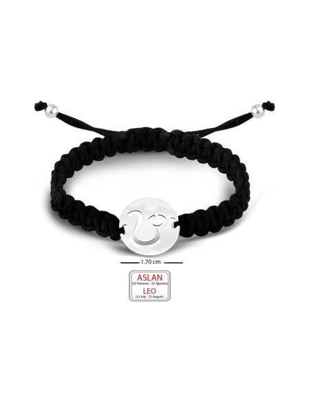 Kuyumcudukkani Burç Simgeli Makrome İpli Bileklik- 40043-W-LEO