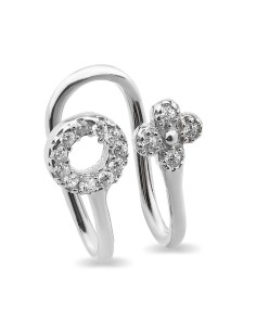 Kuyumcudukkani Yonca ve Taşlı Yuvarlak Modelli Trend"Ear Cuff"Küpe-30064-W-W