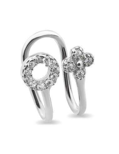 Kuyumcudukkani Yonca ve Taşlı Yuvarlak Modelli Trend"Ear Cuff"Küpe-30064-W-W