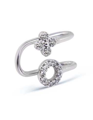Kuyumcudukkani Yonca ve Taşlı Yuvarlak Modelli Trend"Ear Cuff"Küpe-30064-W-W