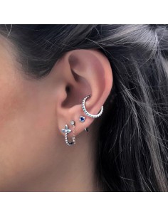 Kuyumcudukkani Mavi Taşlı Trend"Ear Cuff"Küpe-30102-R-BLU 2