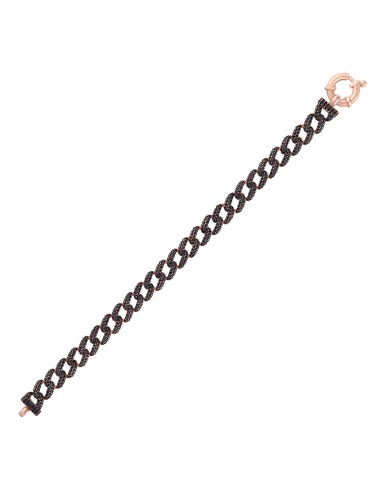 Kuyumcudukkani"Siyah Renk Taşlı Cuban Chain"Bileklik- 50275-R-BLK