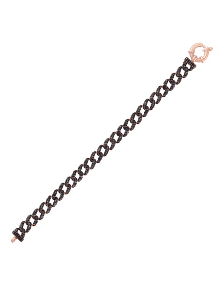 Kuyumcudukkani"Siyah Renk Taşlı Cuban Chain"Bileklik- 50275-R-BLK
