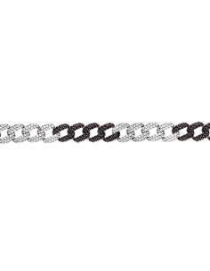Kuyumcudukkani"Siyah-Beyaz Renk Taşlı Cuban Chain"Bileklik- 50275-W-MIX 2