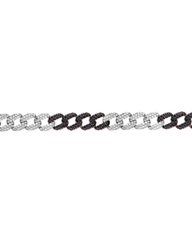 Kuyumcudukkani"Siyah-Beyaz Renk Taşlı Cuban Chain"Bileklik- 50275-W-MIX