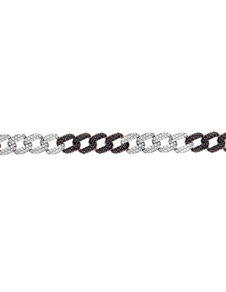 Kuyumcudukkani"Siyah-Beyaz Renk Taşlı Cuban Chain"Bileklik- 50275-W-MIX
