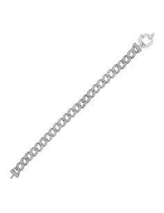 Kuyumcudukkani"Beyaz Renk Taşlı Cuban Chain"Bileklik- 50275-W-W