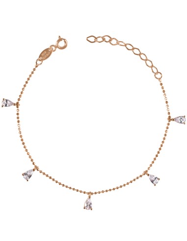 Kuyumcudukkani Zincirli "Damla Tektaşlı"Rose Renk Bileklik- 50274-R-W